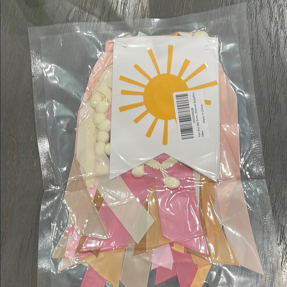 Sunshine Highchair Banner with Pink and Cream Ribbons